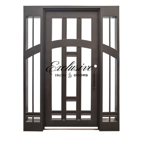 Coba Single Square Iron Door with Sidelights
