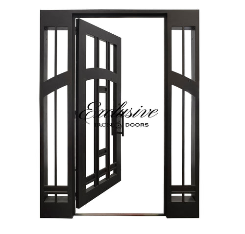 Coba Single Square Iron Door with Sidelights