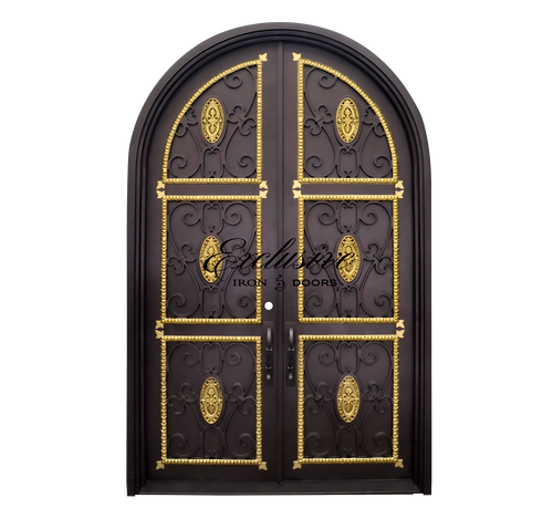 Monticello Solid Double Round Iron Door