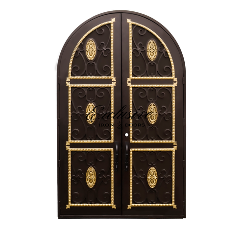 Monticello Solid Double Round Iron Door