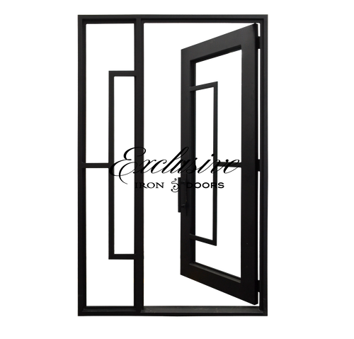 Camino Single Square with Sidelight Iron Door