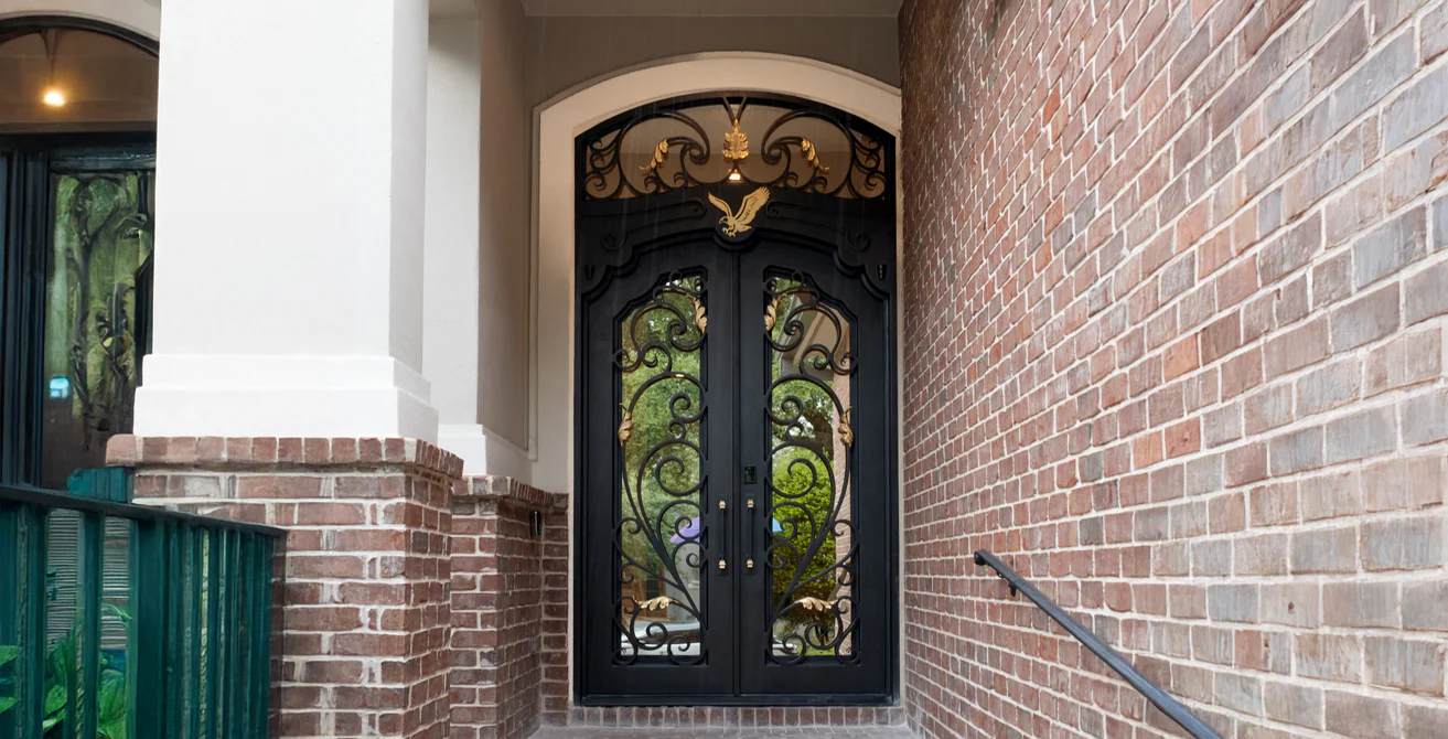 American Iron Doors with Integrated Glass Art — A Decorative Evolution
