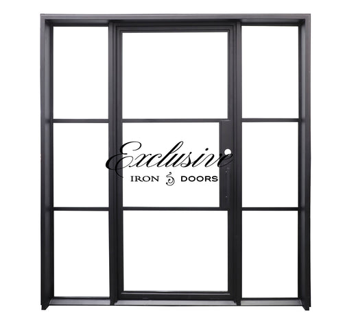 Riva Single Square 3 Lites with Sidelights Steel Door