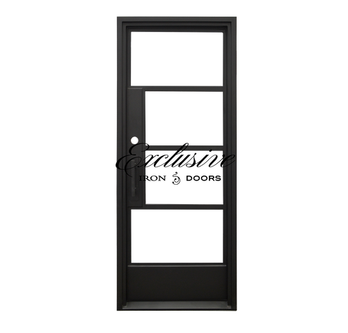 Riva Single Square 4 Lite with Panel Steel Door