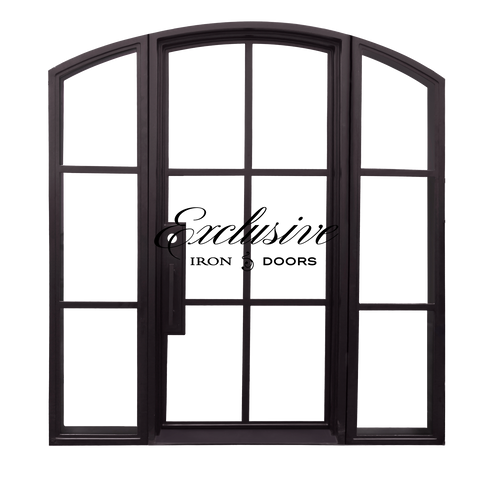 Riva Single Eyebrow 6‑Lite Iron Door with Sidelights