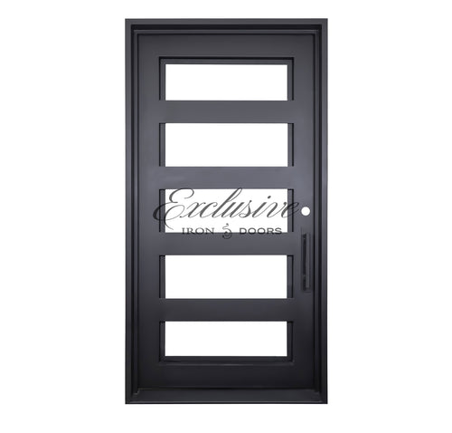 Custom Kearny Single Square Full Glass Iron Door