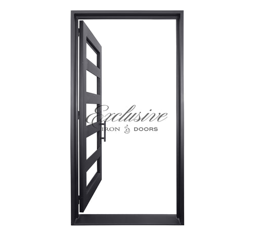 Custom Kearny Single Square Full Glass Iron Door