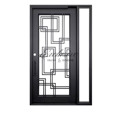 Giselle Pivot Iron Door with Sidelight