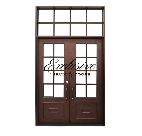 Custom Ethel Double Square Iron Door with Transom