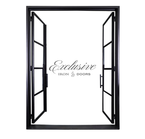 Riva Double Square 4 Lites Steel Door