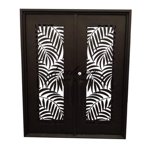 Palm Tree Laser Double Square Iron Door
