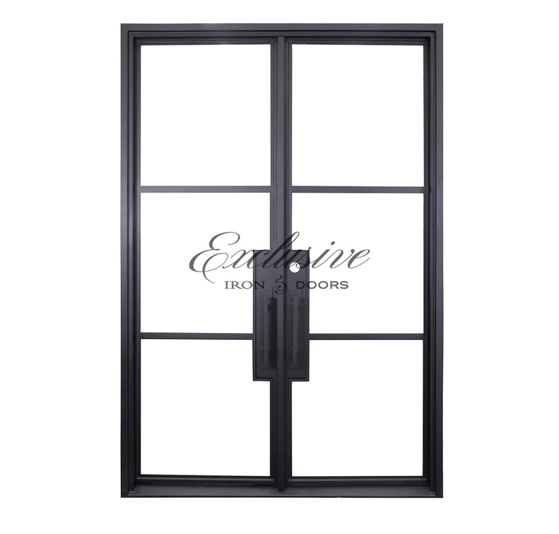 Riva Double Square 3 Lites Steel Door