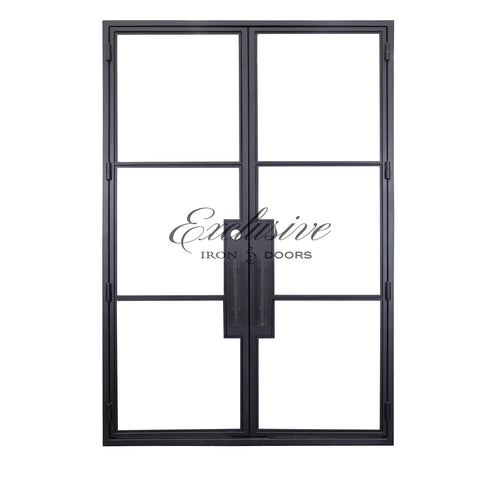 Riva Double Square 3 Lites Steel Door