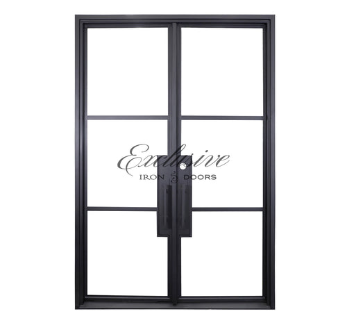 Riva Double Square 3 Lites Steel Door