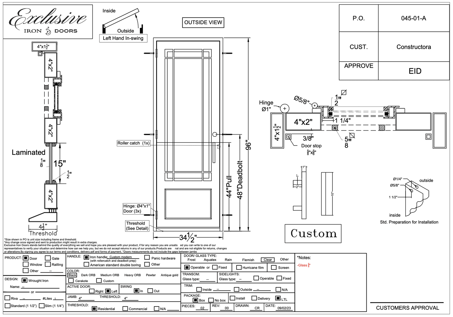 Doors R345 045-01-A- 34.5″ x 96″ – Exclusive Iron Doors