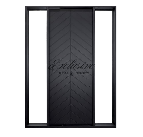 Varick Solid Pivot Iron Door with Sidelights