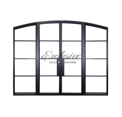 Riva Double Eyebrow 4 Lites with Sidelights Steel Door