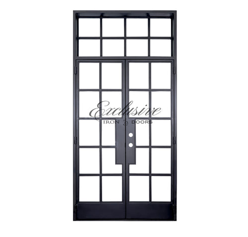 Riva Double Square 10 Lites with Transom - Steel Door