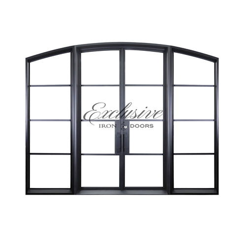 Riva Double Eyebrow 4 Lites with Sidelights Steel Door