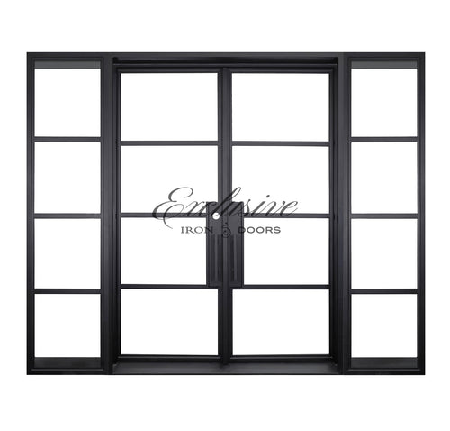 Riva Double Square 4 Lites with Sidelights Steel Door