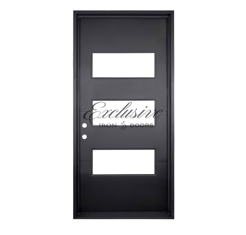 Custom Kearny 3 Lites Single Square Iron Door