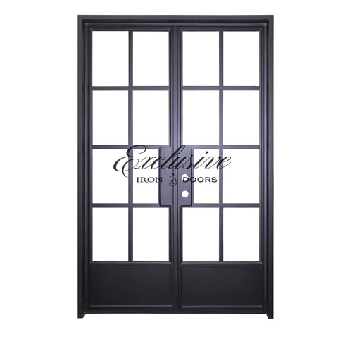 Riva Double Square 8 Lites with Panel Iron Door