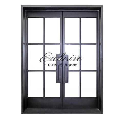 Riva Double 6‑Lite Steel Door with Custom Edge