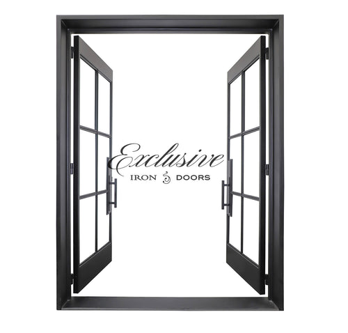 Riva Double 6‑Lite Steel Door with Custom Edge