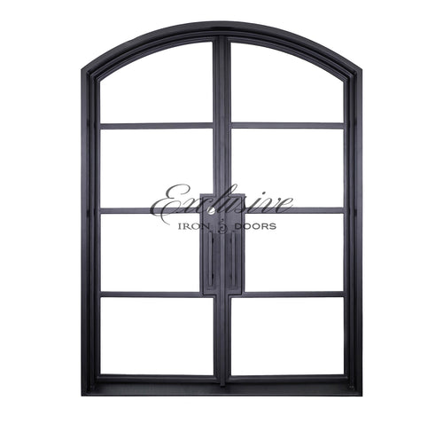 Custom Riva Double Eyebrow 4 Lites Steel Door