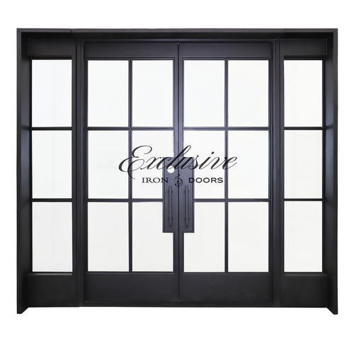 Riva Double 6 Lites with Sidelights Steel Door