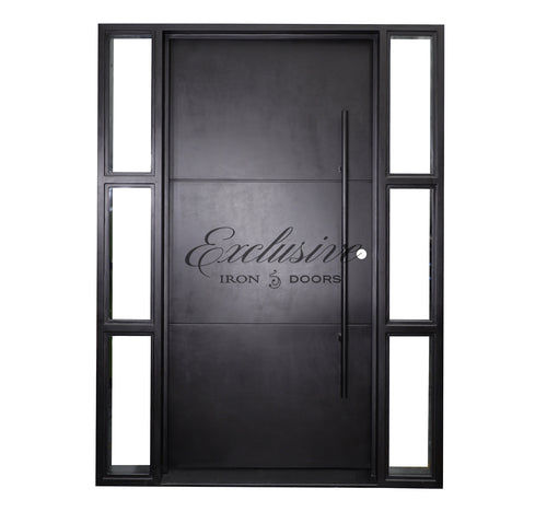 Custom Robinson Solid Single with Sidelights Iron Door