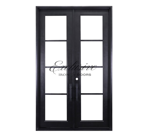Summer Double Square Full Lites Iron Door