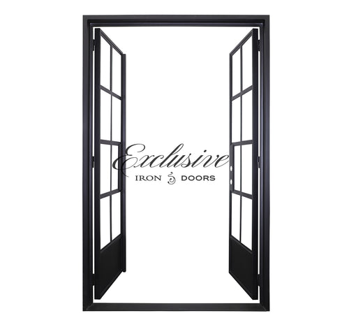 Riva Double Square 8 Lites with Panel Iron Door