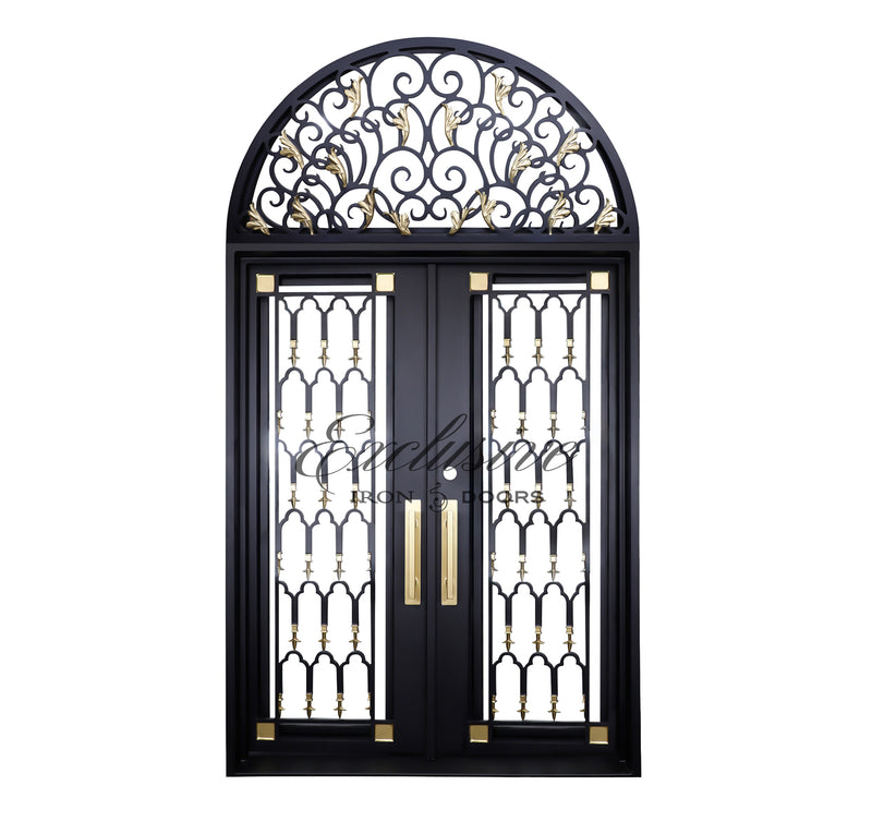 Virginia Iron Door in handcrafted wrought iron with full arch design by Exclusive Iron Doors
