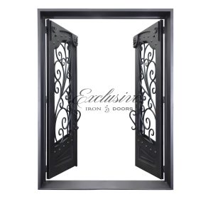 Mangold double square iron door two open view