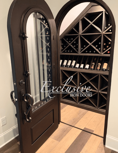 Round agatha wine cellar wrought iron door
