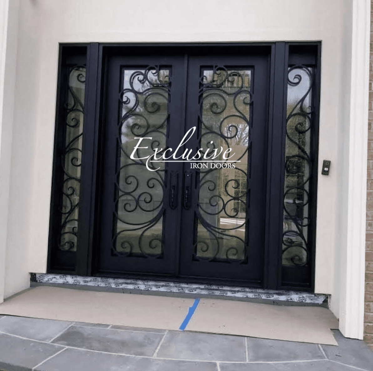 Custom wrought 115 double square with sidelights