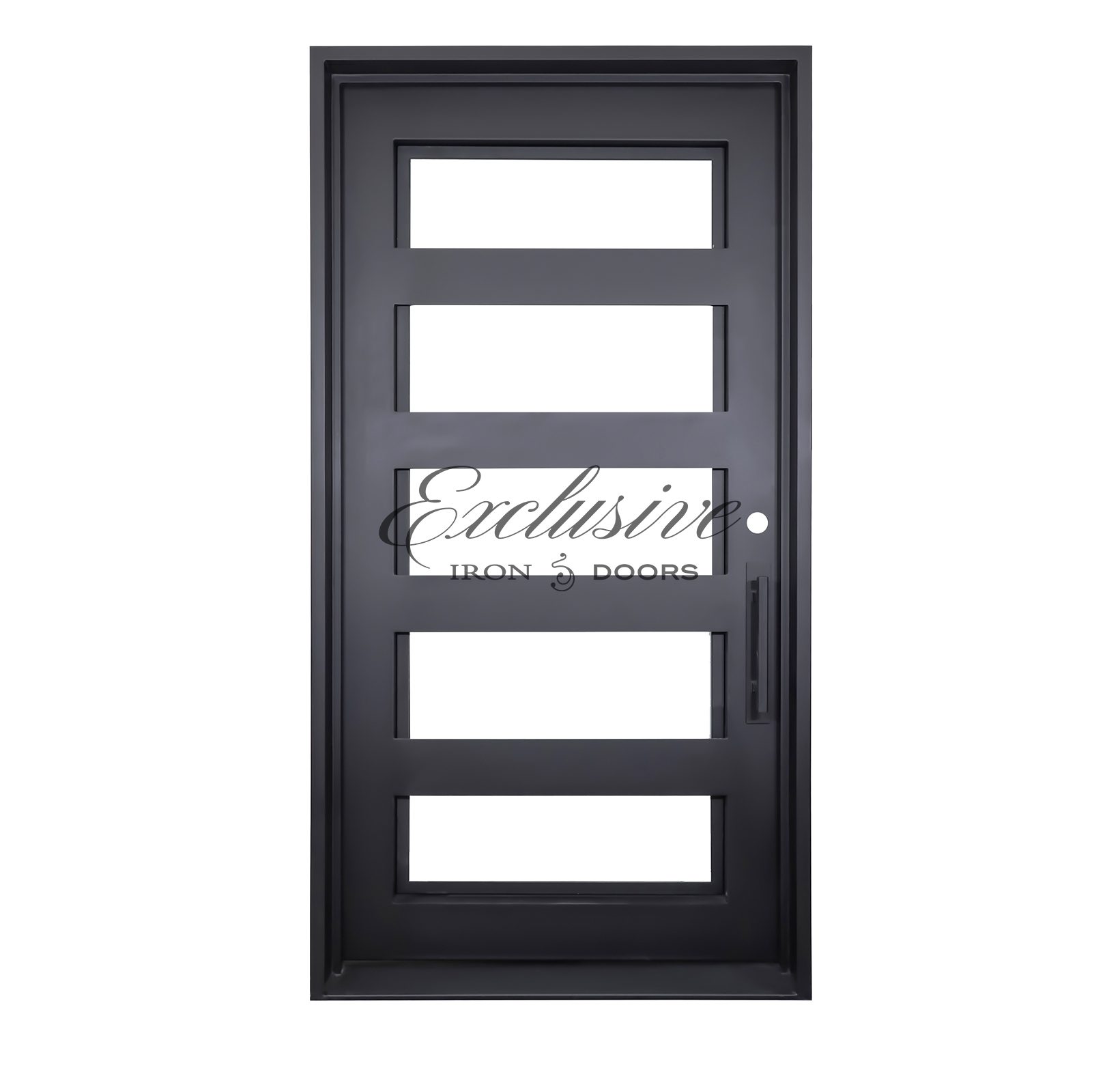 Custom Kearny Single Square Full Glass | Exclusive Iron Doors