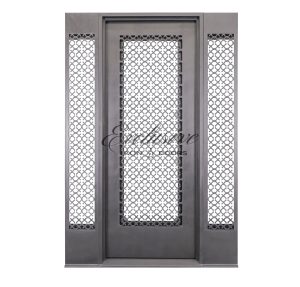 Crown single with sidelights iron laser door outside view